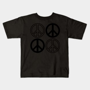 Gold and Black Peace Signs Pattern Kids T-Shirt